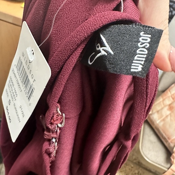 Windsor Burgundy Long Sleeve Square Neck Dress - Picture 6 of 12